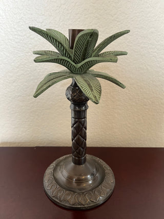Vintage JC Penney Brass Palm Tree Candlestick Holder