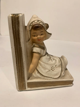 Vntg ceramic Dutch girl bookend