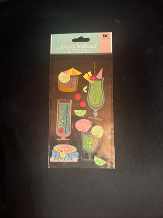 Jolee's Boutique 10 pc Scrapbook stickers Tropical Drinks Cocktails Happy Hour