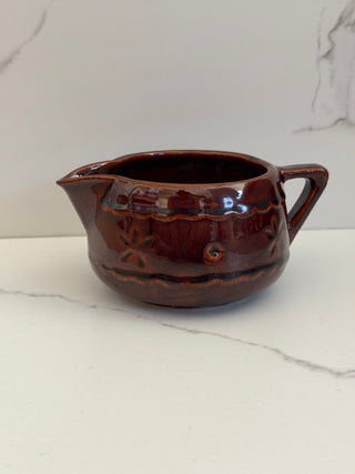 Vintage Marcrest Daisy and Dot Brown Stoneware Creamer Pitcher