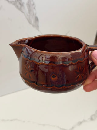Vintage Marcrest Daisy and Dot Brown Stoneware Creamer Pitcher
