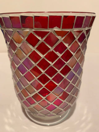 Vntg 11” red mosaic hurricane (EACH)