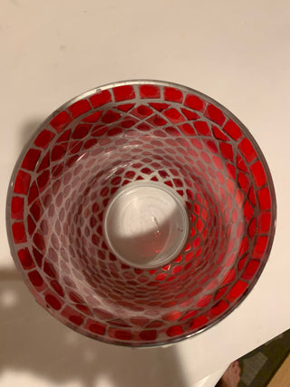 Vntg 11” red mosaic hurricane (EACH)