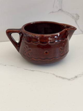 Vintage Marcrest Daisy and Dot Brown Stoneware Creamer Pitcher