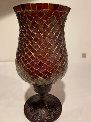 Vntg 11.5” Red Mosaic Hurricane (EACH)