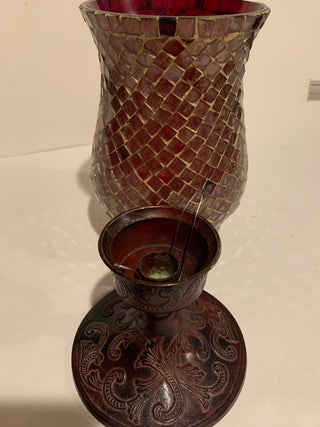 Vntg 11.5” Red Mosaic Hurricane (EACH)