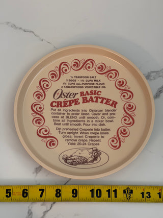 Vintage Oster Basic Crêpe Batter Melamine Recipe Plate Tray
