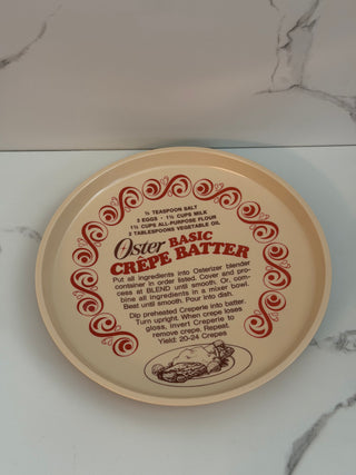 Vintage Oster Basic Crêpe Batter Melamine Recipe Plate Tray