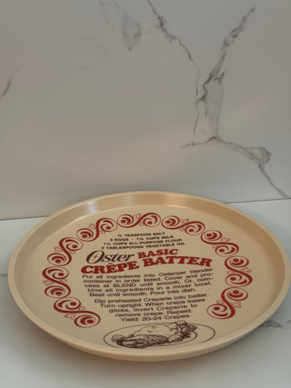 Vintage Oster Basic Crêpe Batter Melamine Recipe Plate Tray