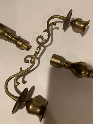 Vntg brass 3 arm  Candelabra 14”