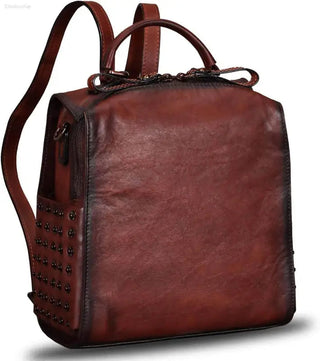 LRTO Vintage Genuine Leather Backpack with Convertible Design