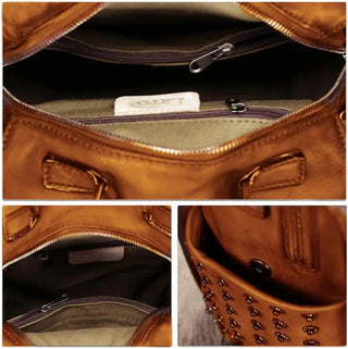 LRTO Vintage Genuine Leather Backpack with Convertible Design