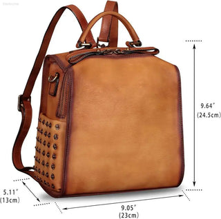 LRTO Vintage Genuine Leather Backpack with Convertible Design