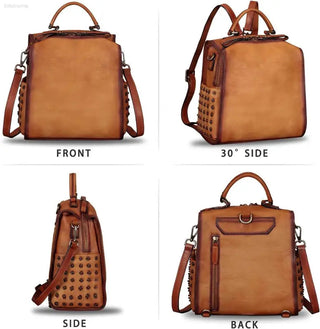 LRTO Vintage Genuine Leather Backpack with Convertible Design
