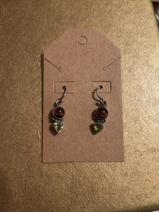 Sterling tigers eye peridot earring