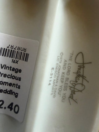 Vintage Precious Moments Wedding Porcelain Bisque Bride & Groom Figurine E-3114