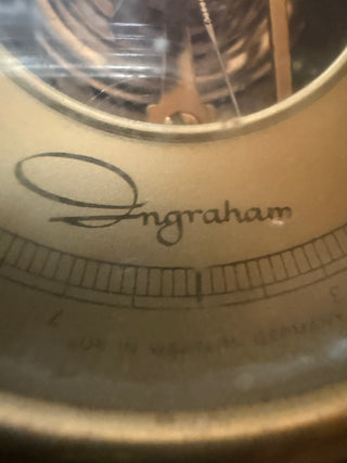 Vintage West Germany Nautical Brass Wood InGRAHAM Wall Hanging Barometer