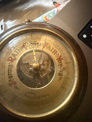 Vintage West Germany Nautical Brass Wood InGRAHAM Wall Hanging Barometer