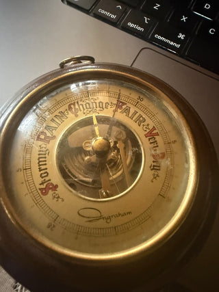 Vintage West Germany Nautical Brass Wood InGRAHAM Wall Hanging Barometer