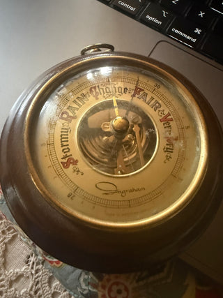 Vintage West Germany Nautical Brass Wood InGRAHAM Wall Hanging Barometer