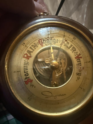Vintage West Germany Nautical Brass Wood InGRAHAM Wall Hanging Barometer