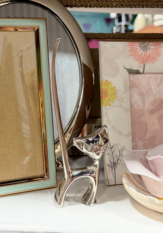 Vintage Silver Cat Ring Holder Gem Eyes (LZD - RSV)