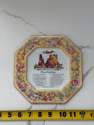 Vintage 1982 Avon Plum Pudding Tin Recipe Plate