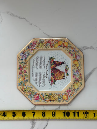 Vintage 1982 Avon Plum Pudding Tin Recipe Plate