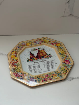 Vintage 1982 Avon Plum Pudding Tin Recipe Plate