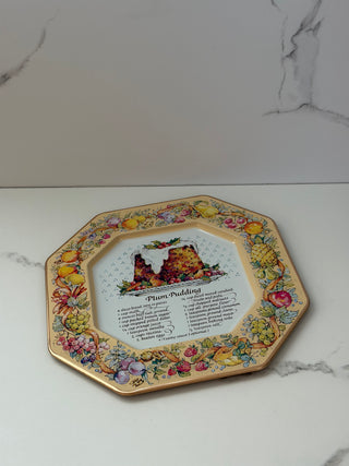 Vintage 1982 Avon Plum Pudding Tin Recipe Plate