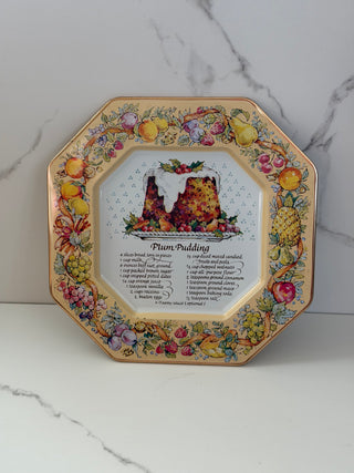 Vintage 1982 Avon Plum Pudding Tin Recipe Plate