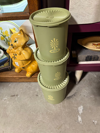 70s Avocado Green Nesting Canisters