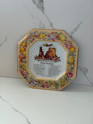 Vintage 1982 Avon Plum Pudding Tin Recipe Plate