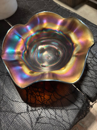 Carnival Glass Amethyst footed Bowl