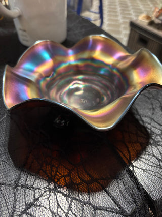 Carnival Glass Amethyst footed Bowl