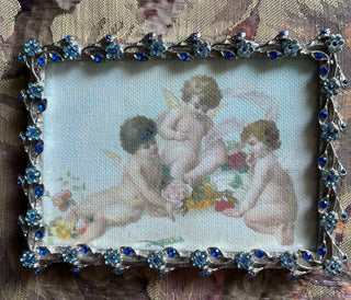 Blue Rhinestone Flower Frame 5.25x4 RCD