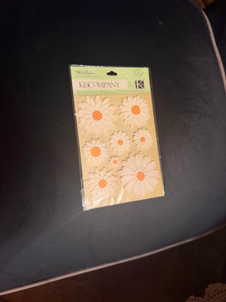 K & C Company Wild Saffron Daisy Paper Flowers Grand Adhesions Stickers