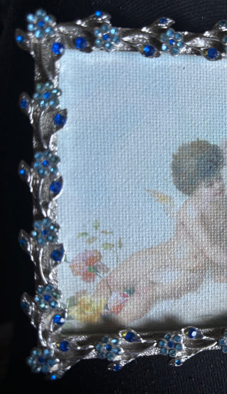 Blue Rhinestone Flower Frame 5.25x4 RCD