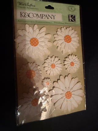 K & C Company Wild Saffron Daisy Paper Flowers Grand Adhesions Stickers