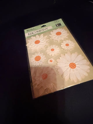 K & C Company Wild Saffron Daisy Paper Flowers Grand Adhesions Stickers
