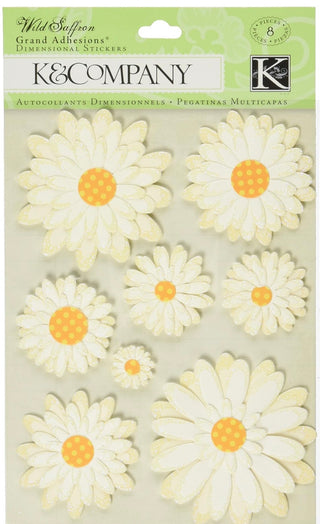 K & C Company Wild Saffron Daisy Paper Flowers Grand Adhesions Stickers