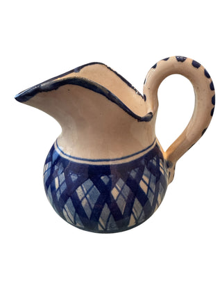Hand Painted Blue Cream Pitcher 4"
