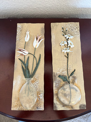Set of 2 Boem signed 3D wall art plaques