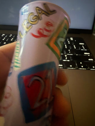 Lolita Party Shot hand painted "21" Twenty First Birthday 2 oz Shot Glass