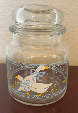 Vintage Anchor Hocking glass canister Country Goose
