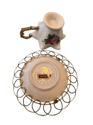 Miniature Rose Tea Cup & Saucer Set