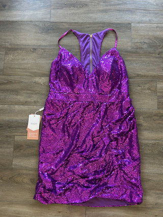 NWT Stacees Orchid Purple Sequin Mini Dress Size 14ish