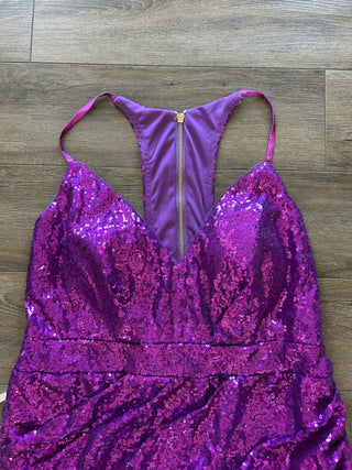 NWT Stacees Orchid Purple Sequin Mini Dress Size 14ish