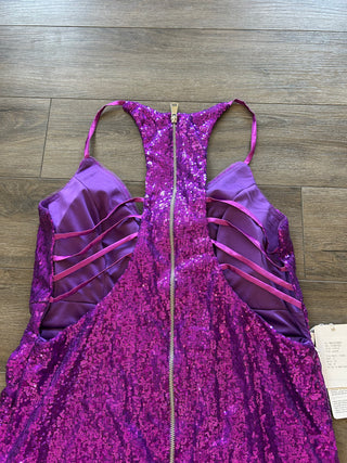 NWT Stacees Orchid Purple Sequin Mini Dress Size 14ish
