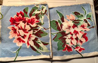 2 1940s/1950s Cotton Napkins Floral on Blue